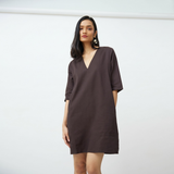 Sack V Dress - Coffee