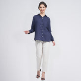 Opal Set Of 2 - Shirts & Pants - Navy Blue And Ecru