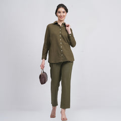 Opal Set Of 2 - Shirts & Pants - Olive Green