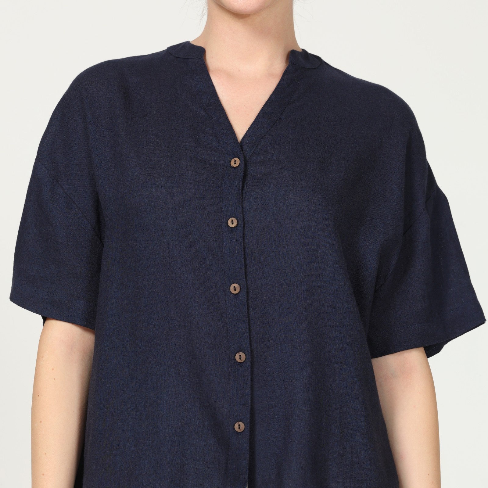 Ella Drop Shoulder Shirt - Navy Blue