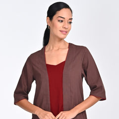 Long Overlay - Coffee Brown With Contrast Edging