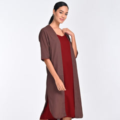 Long Overlay - Coffee Brown With Contrast Edging