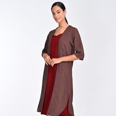 Long Overlay - Coffee Brown With Contrast Edging