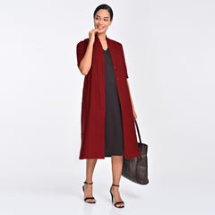 Dakota Set Of 2 - Long Shirt Jacket & Dress - Maroon & Coffee