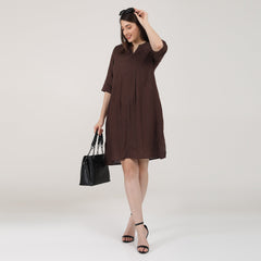 Della Panelled Dress - Coffee