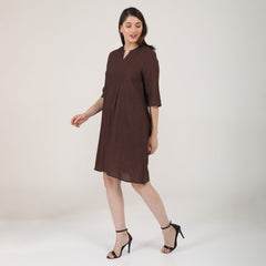 Della Panelled Dress - Coffee