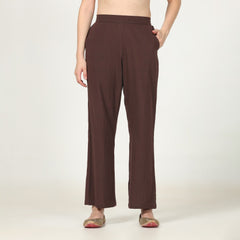 Nyla Co-Ord Set Of 2 - Long Line Shirt & Pants - Coffee Brown