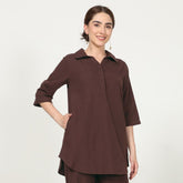 Skipper Collar Tunic - Coffee Brown