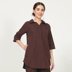 Skipper Collar Tunic - Coffee Brown