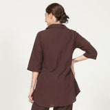 Skipper Collar Tunic Set Of 2 - Tunic & Pants - Coffee Brown