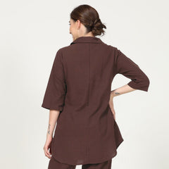 Skipper Collar Tunic Set Of 2 - Tunic & Pants - Coffee Brown