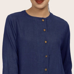 Nyla Long Line Shirt - Navy