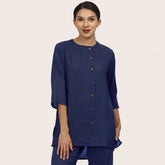 Nyla Long Line Shirt - Navy
