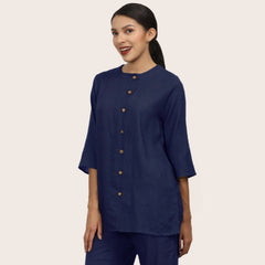 Nyla Long Line Shirt - Navy
