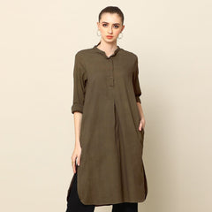 Pleated Tunic - Olive