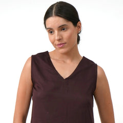 Shell V-Neck Top - Coffee