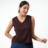 Shell V-Neck Top - Coffee