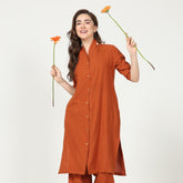 Dakota Long Shirt Jacket - Autumn Rust