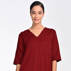Sack V Dress - Maroon