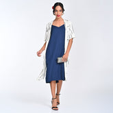 Fleur Set Of 2 - Overlay & Dress - Ecru Cedar Print & Navy - Limited Edition