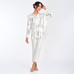 Jessica Shirt - Ecru Cedar Print - Limited Edtition