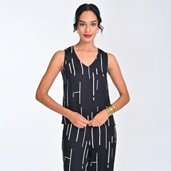 Shell V-Neck Top - Black Cedar Print - Limited Editiion