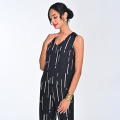 Shell V-Neck Top - Black Cedar Print - Limited Editiion