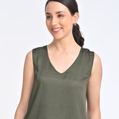 Shell V-Neck Top - Olive