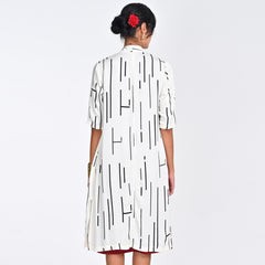 Dakota Set Of 2 - Long Shirt Jacket & Dress - Ecru Cedar Print & Maroon - Limited Edition