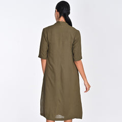 Dakota Set Of 2 - Long Shirt Jacket & Dress - Olive & Maroon