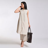 Dahlia Set Of 2 - Sleeveless Tunic & Pants - Beige