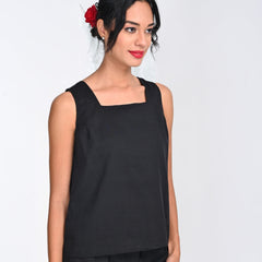 Ruth Square Neck Top - Black
