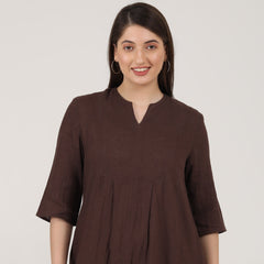 Della Panelled Dress - Coffee