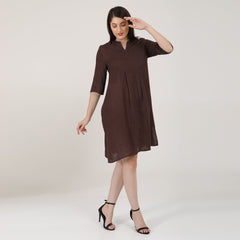 Della Panelled Dress - Coffee