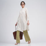 Sofia Set Of 2 - Ecru block print & Sage Green