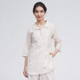 Skipper Collar Tunic - Ecru block print