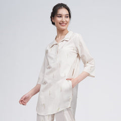 Skipper Collar Tunic - Ecru block print