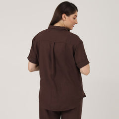Cerys Set Of 2 - Shirt & Pants - Coffee & Ecru