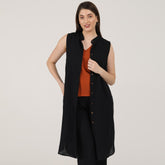 Dahlia Sleeveless Long Shirt - Black