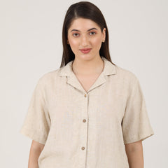 Cuban Collar Shirt - Beige