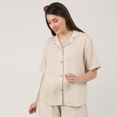 Cuban Collar Shirt - Beige