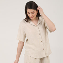 Cuban Collar Shirt - Beige