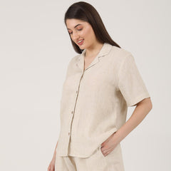 Cuban Collar Shirt - Beige