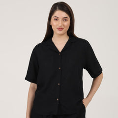 Cuban Collar Shirt - Black