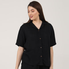 Cuban Collar Shirt - Black