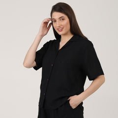 Cuban Collar Shirt - Black