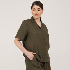 Cuban Collar Shirt - Olive