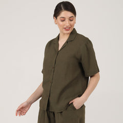 Cuban Collar Shirt - Olive