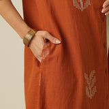 Dakota Long Shirt Overlay - Autumn Rust With Embroidery