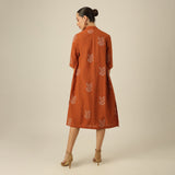 Dakota Long Shirt Overlay - Autumn Rust With Embroidery